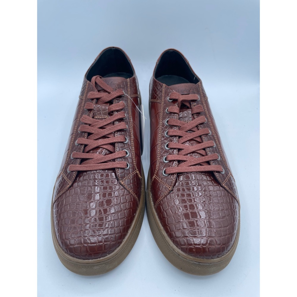 Belvedere Studio Bernardo II Cognac Crocodile Embossed Leather Sneakers 11.5 D - Picture 2 of 8